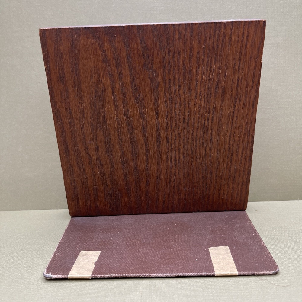 Vintage Arts & Crafts Bookend Leather Wood Oak Old Book Love Unique Craftsman - Picture 4 of 7